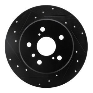 Lexus ES300 Brake Rotor (1) - Rear Left - R1 Concepts - Drilled & Slotted - Black - `92-`03